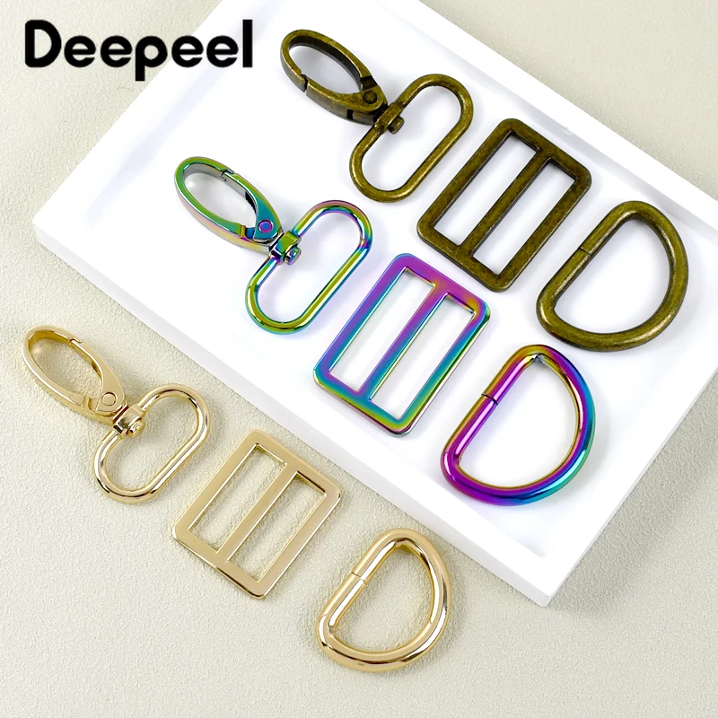 5Sets Deepeel 16-38mm Metal Buckles D Ring Lobster Buckle Bag Strap Webbing Adjust Carabiner Clasp DIY Hardware Accessories