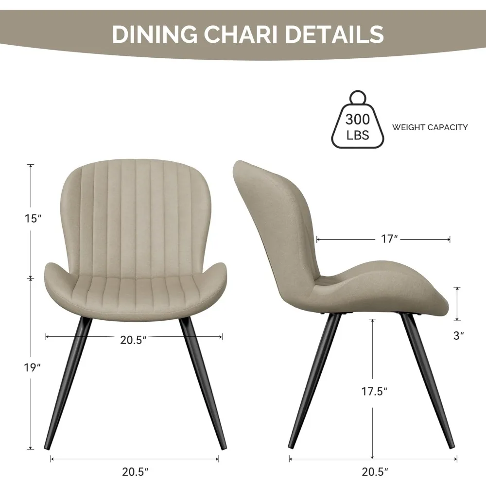 conjunto de 4 cadeiras de jantar modernas e confortáveis com estofamento grosso e pernas de metal, 19 polegadas de altura