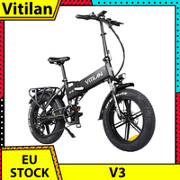 Vitilan V3 Electric Bike 20*4'' Fat Tires 750W Brushless Motor 48V 13Ah Removable Battery 45miles Range Disc Brakes LCD Display