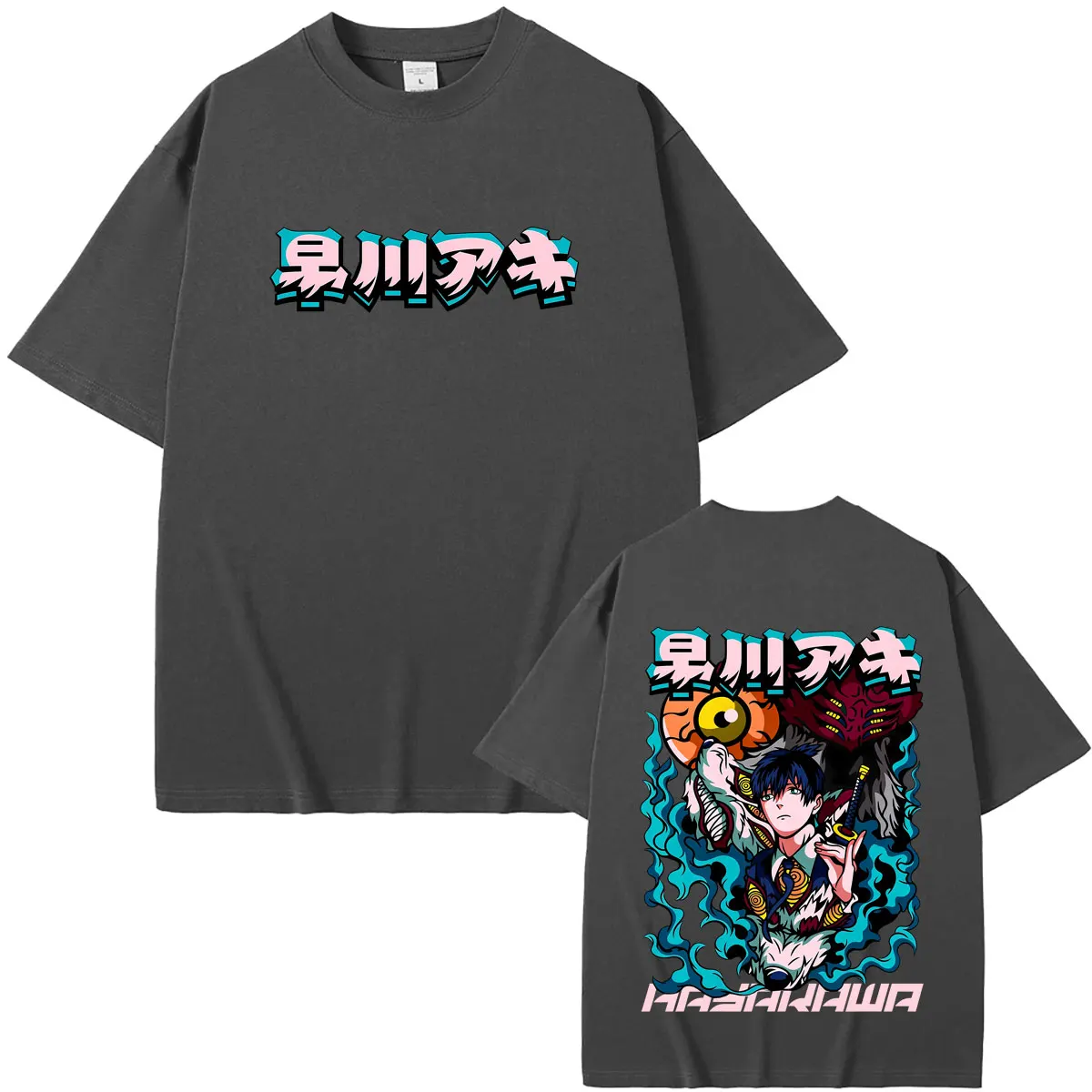 Anime Chainsaw Man Graphic T-shirt Hayakawa Aki Summon Kon Fox Devil Print T Shirts Summer Men Women Manga Oversized Streetwear