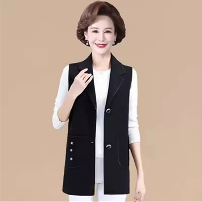 UHYTGF 2024 Spring Autumn Clothes Women's Vest Coat Fashion Single-breasted Jacket Vest For Women Large Size Exterior Vest 29