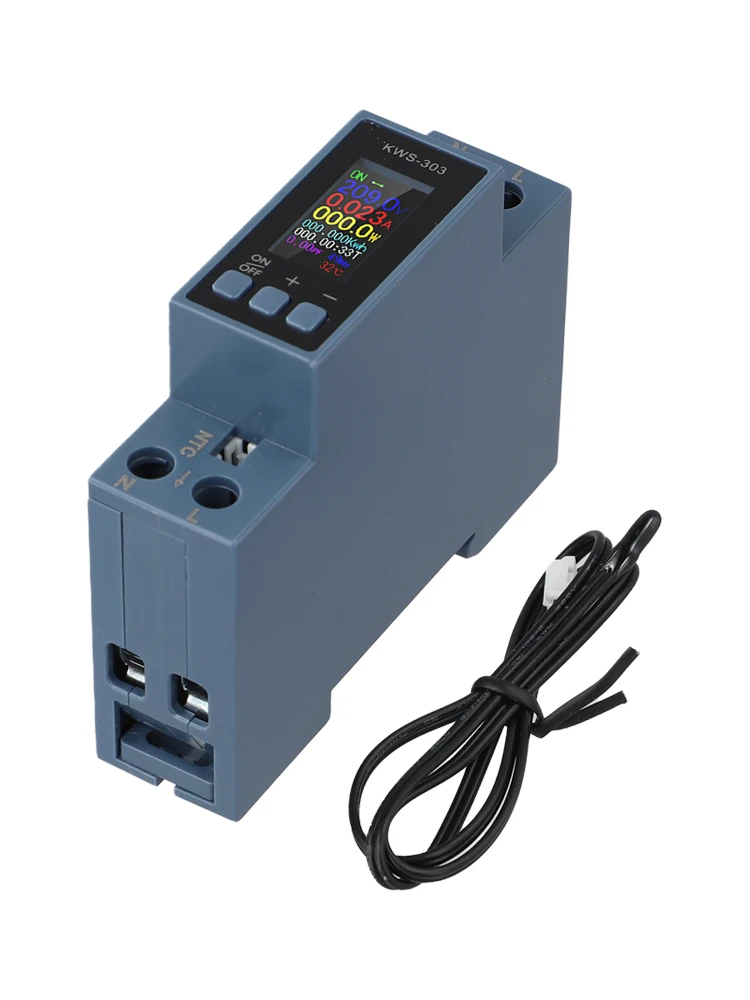 KWS-303 Din Rail AC Power Meter 40A For Smart Voltage Current Energy Monitor With Color Display For Industrial Electrical Panel