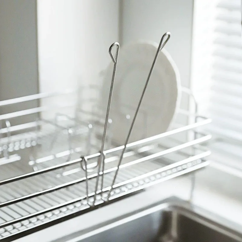 Kitchen Glove Drying Rack with Cup Hooks, Stainless Steel Drain Storage Organizer, Multifunctional Kitchen Utensil Drying Tool