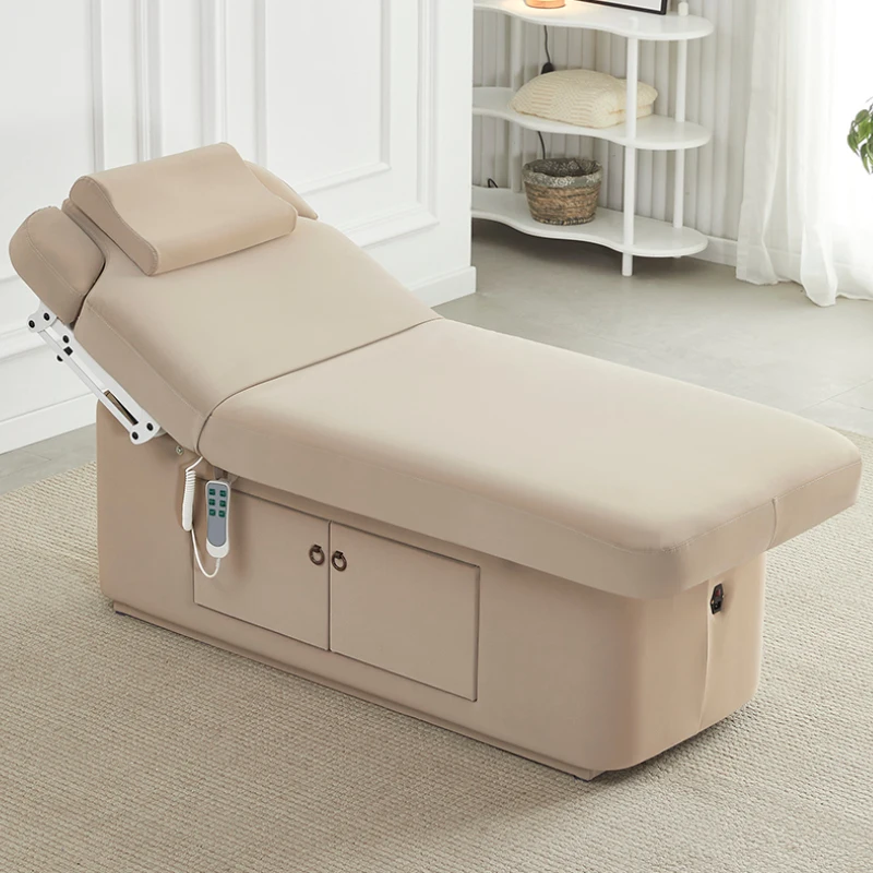 Electric latex beauty bed, special multi-functional lifting SPA massage heating bed for beauty salons, embroidered eyelash bed