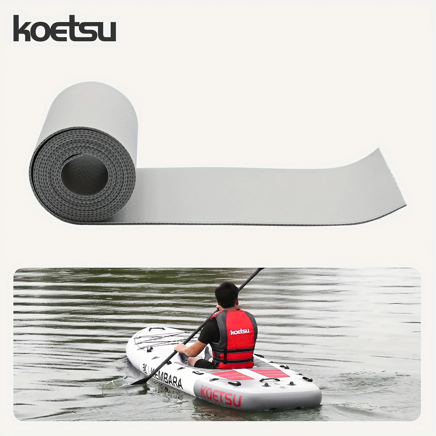 KOETSU شبكة متوسطة PVC مزدوجة الجوانب 0.7 مم 2 بوصة × 3.94 بوصة رقعة إصلاح كاياك، لوحة مجداف زورق ورقعة إصلاح قارب قابلة للنفخ