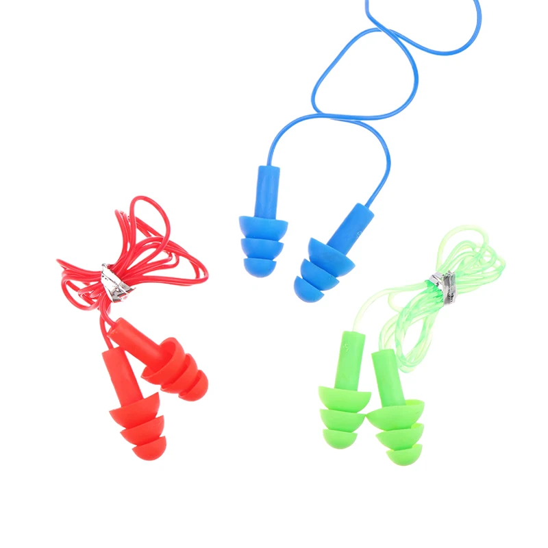 1 زوج لينة سيليكون الأذن المقابس مع حبل الرياضات المائية حماية السمع الحد من الضوضاء سدادات حمام سباحة الملحقات