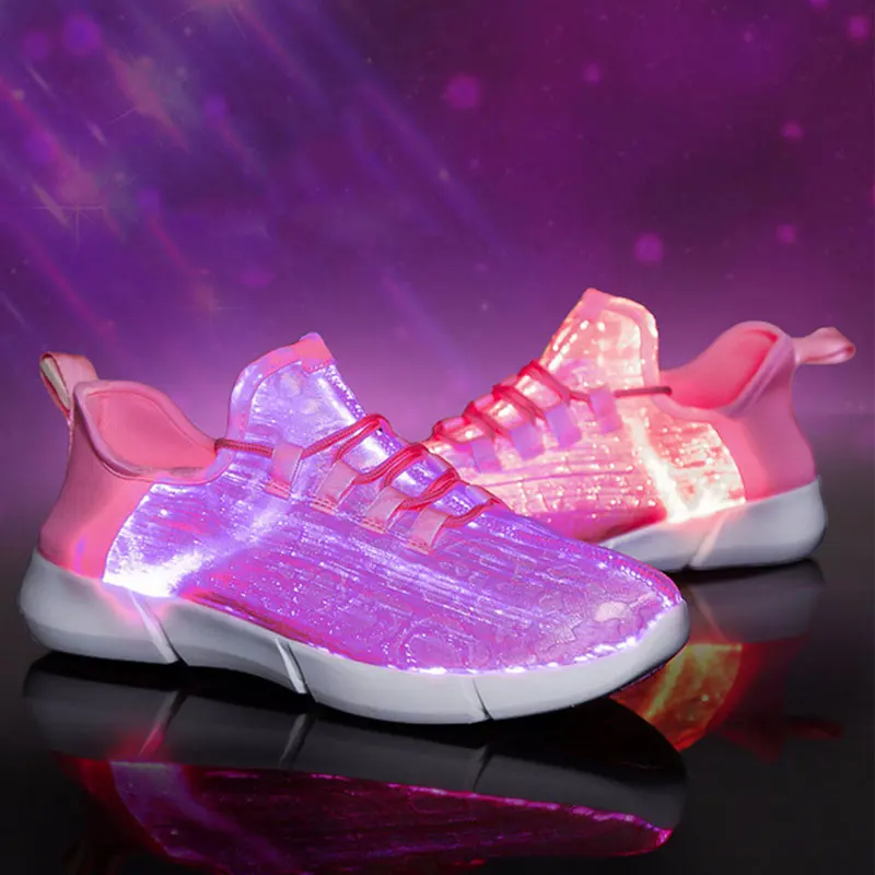 New Led Fiber Optic Shoes For Girls Boys Usb Recharge Glowing Sneakers Glowing Light Up Shoes 2022 Women Man Shoes Size 26-46