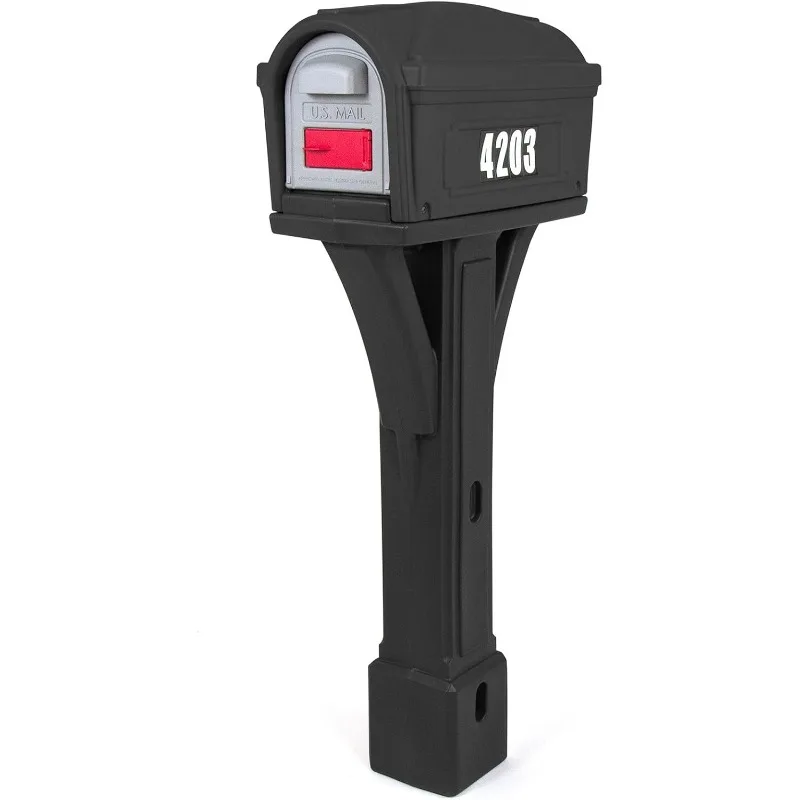 

Simplay3 Classic Plastic Residential Mailbox & Post Mount Combo Kit with 2 Access Doors - Black