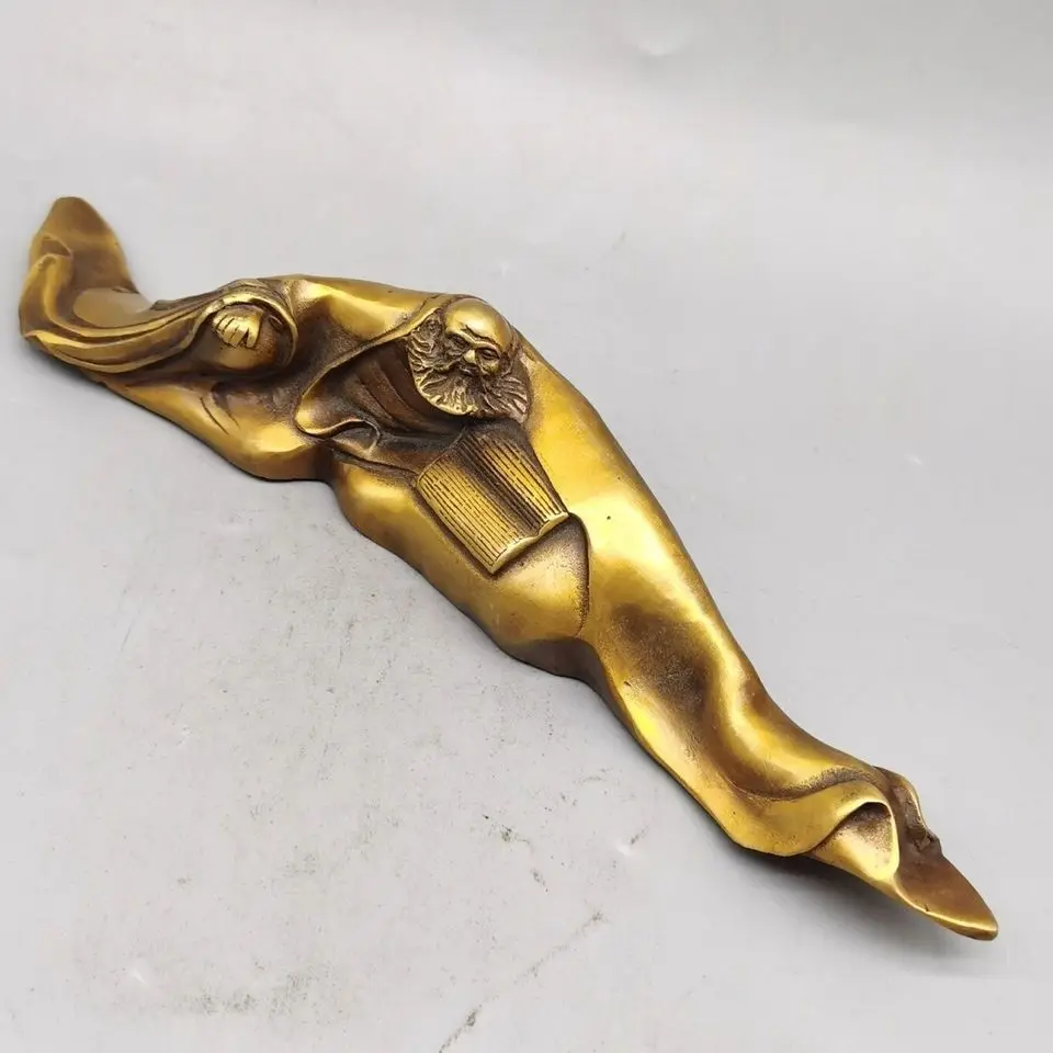 Copper Bodhidharma Patriarch Press Paper Ballast Statue Office Home Decor Gift for Desk Ornament