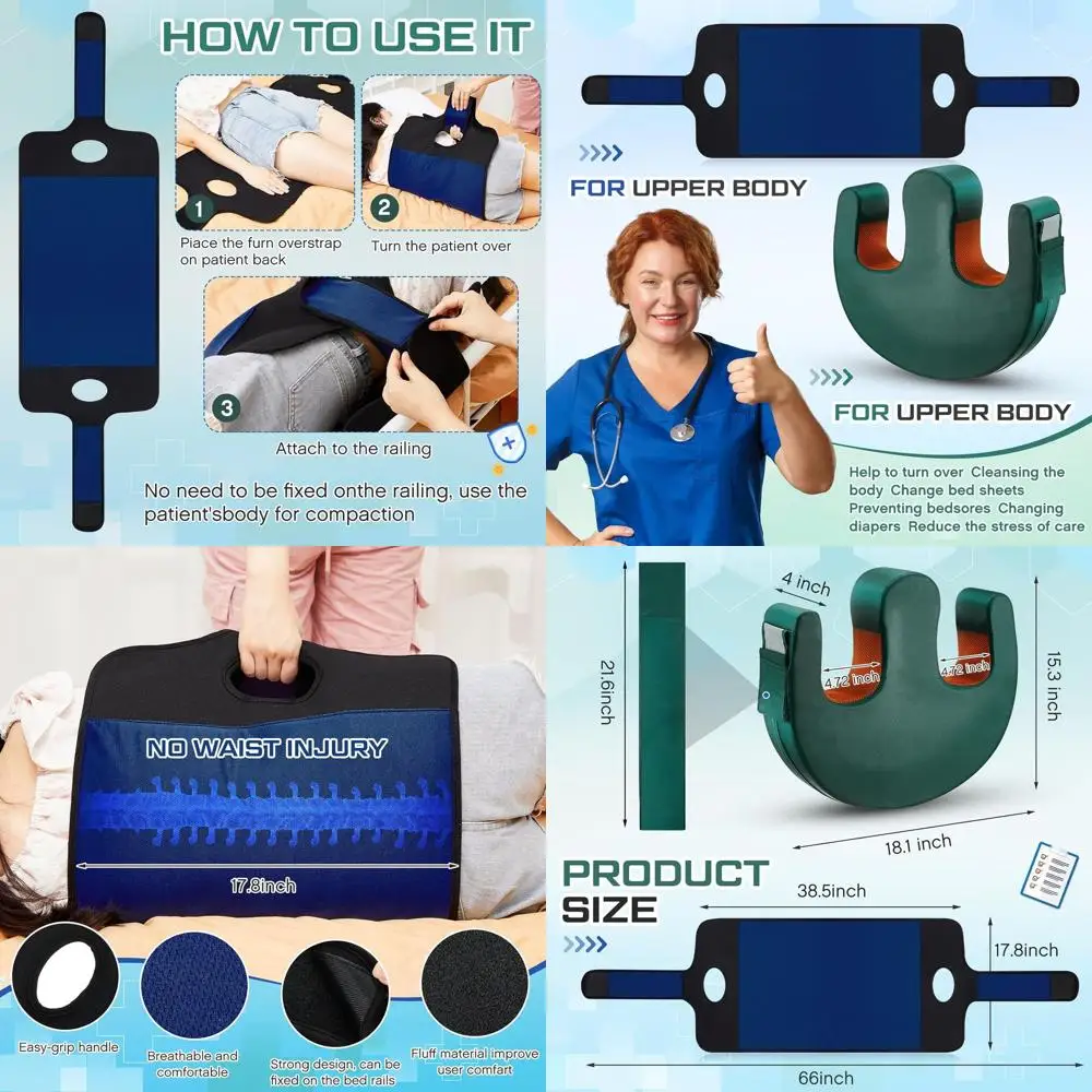 

Dual-Part Bedridden Care Kit: Pillow & Belt for Elderly and Disabled, Aids in Preventing Bed Sores and Muscle Atrophy (Navy)