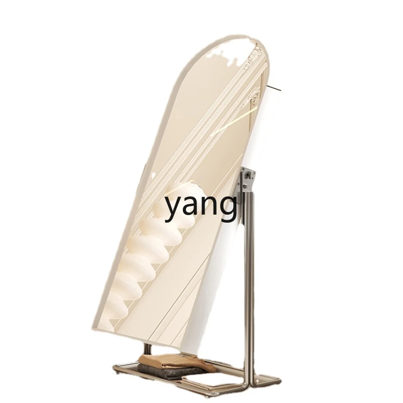 

Yjq Cream Style Full-Length Mirror Movable Floor Explosion-Proof Dressing Mirror Adjustable Home Storage Magazine Rack