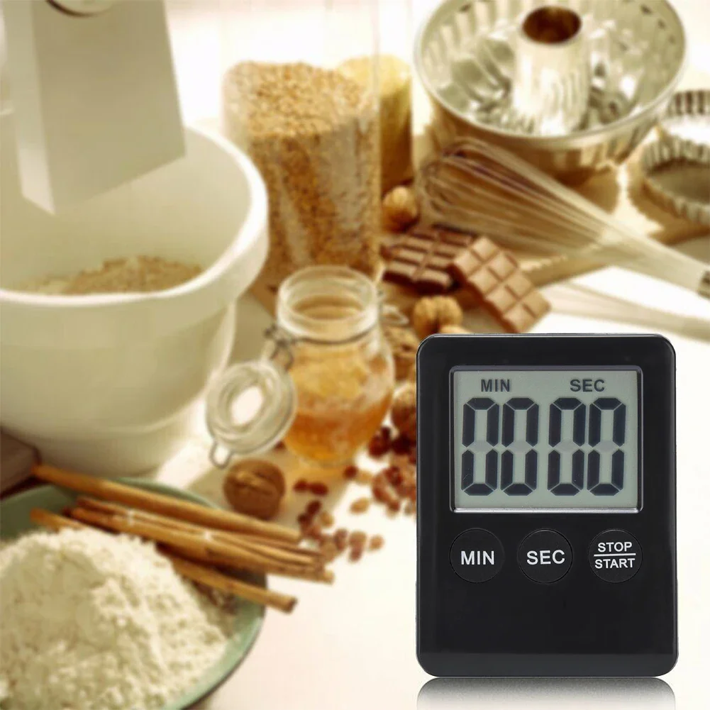 Digital LCD Egg Timer Kitchen Timer Kitchen Clock Stopwatch Timing Tool 6.0*7.0*1.0cm With 1.5V Battery&Alarm Reminder Function