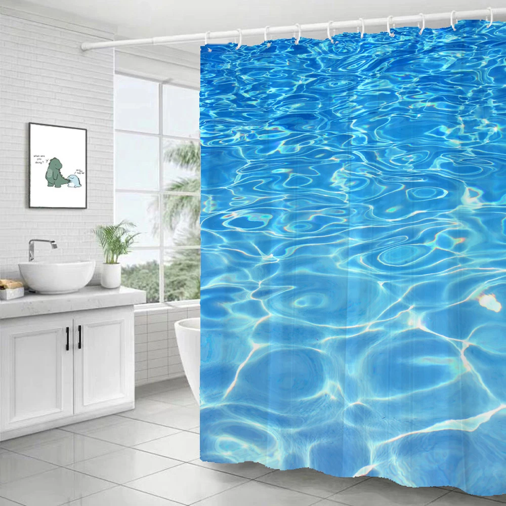 Blue Water Ripple Shower Curtains Abstract Print Waterproof Bath Curtains for Bathroom Home Decor Art Geometry Bathroom Curtain