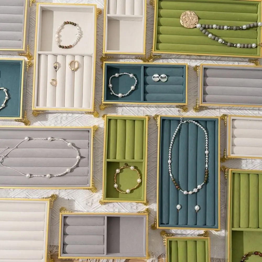 Samt Schmuck Display Stand Vintage Multifunktionale Schmuck Tablett Halter Desktop Lagerung Ohrringe Ringe Schmuck Halter Box