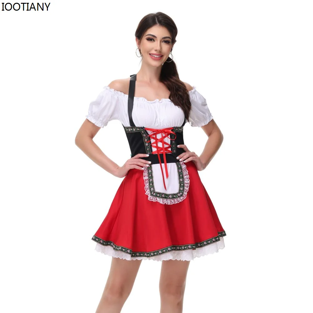 

Women German Bavarian Bodycon Dress Oktoberfest Beer Maid Cosplay Costume Halloween Adult Sexy Dresses Beer Rave Outfits S-5XL