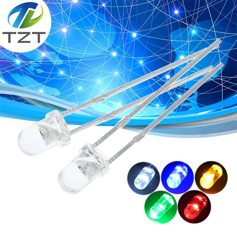 TZT10/100PCSF3UltraBright3MMRoundWaterClearGreen/Yellow/Blue/White/RedLEDLightLampEmittingDiodeDidesKit-AliExpress502