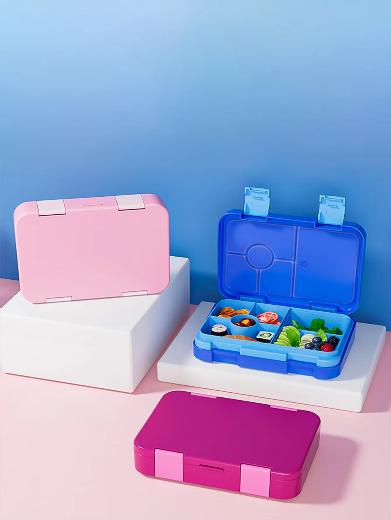 810ml Large-Capacity Double-Lock Bento Box, Compartmentalized Design with Detachable Structure, Easy to Clean. Compact portable