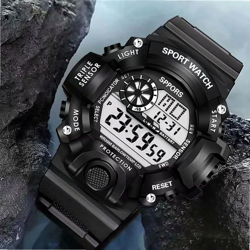 Men's Sports Digital Watch for Teen Boys Students - Alarm Clock Casual Waterproof Wristwatch for Middle High School