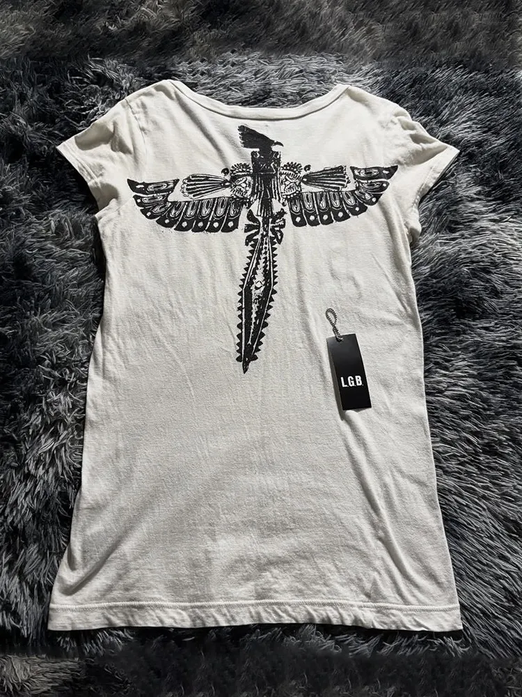 FANTASTION LGB Visual Series Super Rare DREAM Series Flying Phoenix Print Rock Style Short-Sleeve T-Shirt tops