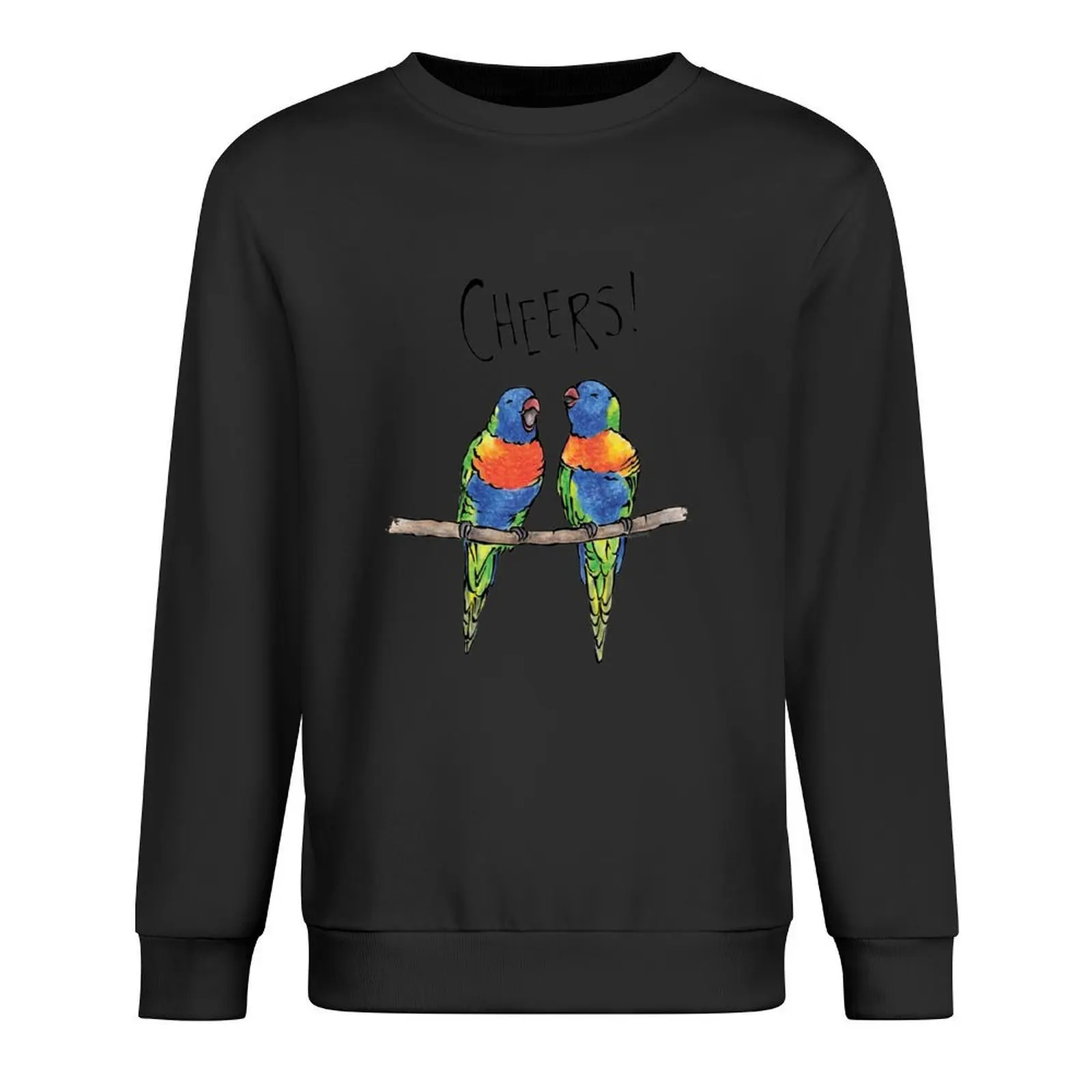 

Cheers (featuring Rainbow Lorikeets) Pullover men's sweat-shirt men clothing men clothes aesthetic clothing new sweatshirts