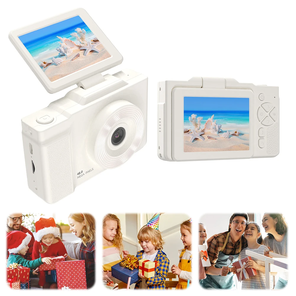 

Digital Camera 2.8 Inch 180 Flip Screen Portable CCD Camera Vlogging Camera Video Recorder for Teens Adult Beginner