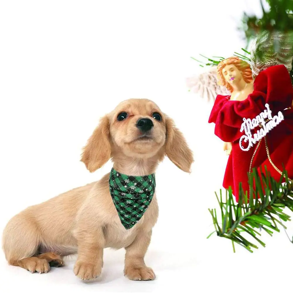 Washable Cotton Dog Bandanas Reversible Design Triangle Bids Large Dog Accessories Large Size Buffalo Plaid Pet Scarf For Cats
