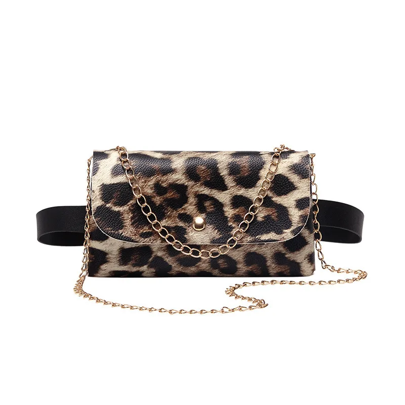 

Leopard Print Small Waist Bag Trendy Fashion Chain Shoulder Phone Bag Fashion Crossbody Dual-use
