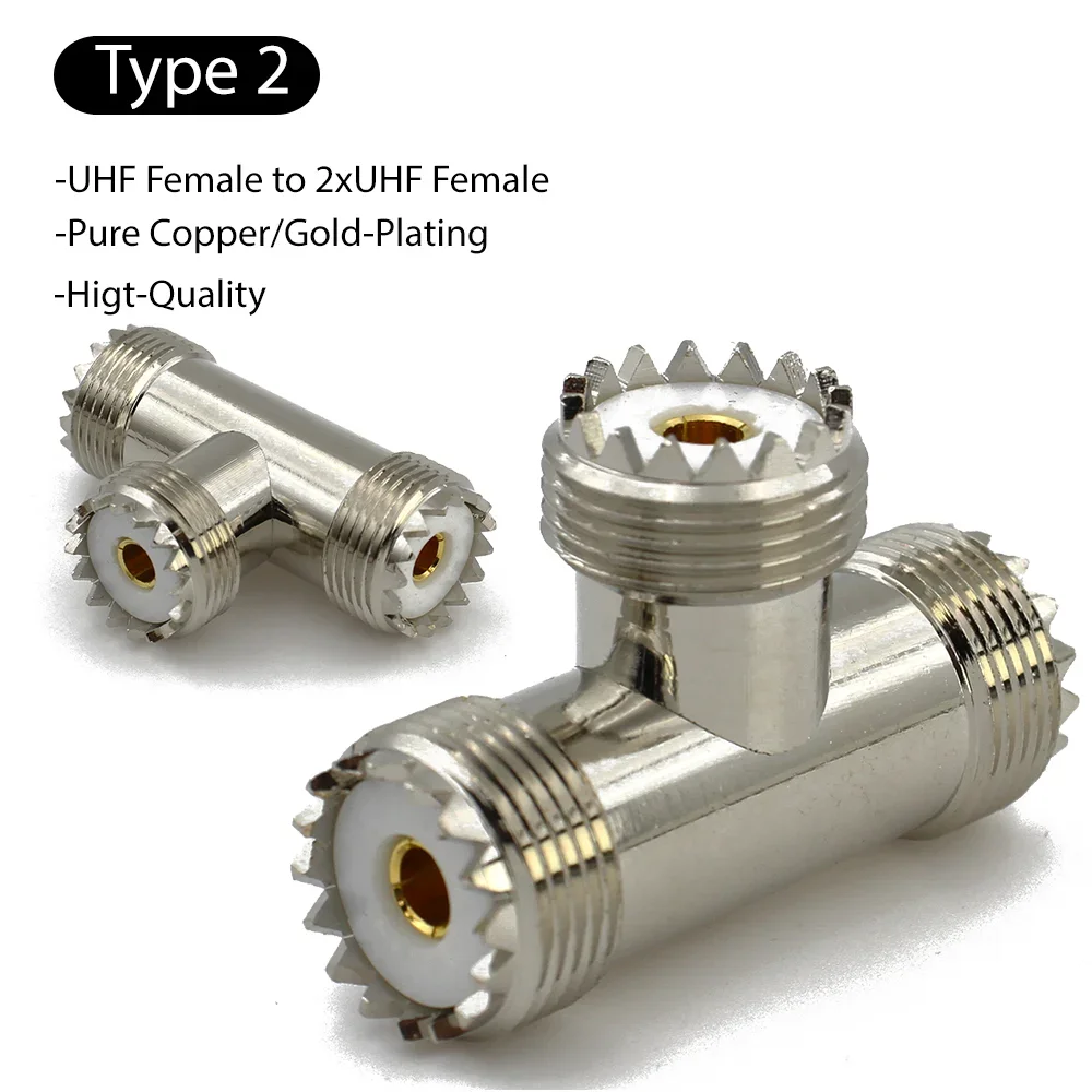 UHF male to Dual 2x UHF Female Right Angle RF Coaxial Adapter PL259 SO239 Plug Jack 3 Way T Connector for FPV Antenna WiFi Radio view 5