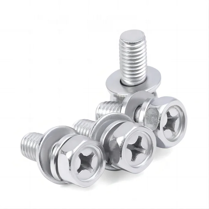 stlf 20pcs M3 M4 M5 6-45mm 304 Stainless Steel Cross External Outer Hexagon Three Combination Hex  Screws