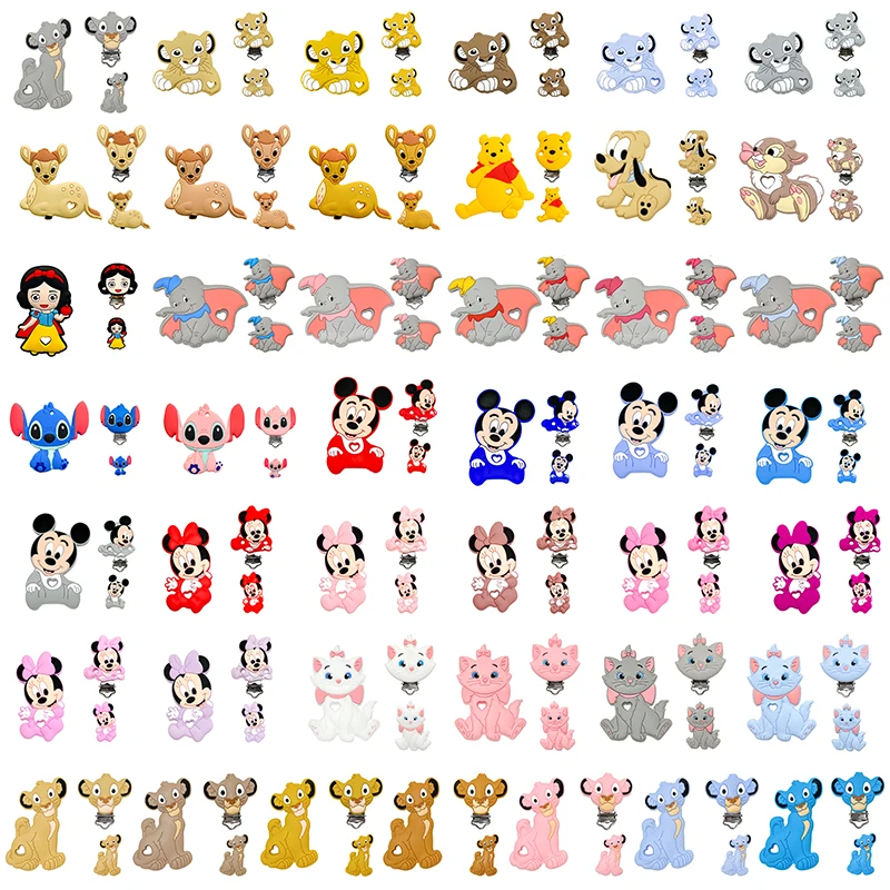 

3pcs/set Disney Silicone Cartoon Figure Teether Beads and Clips Baby Teether Pacifier Chain Accessories Teething Jewelry Toys