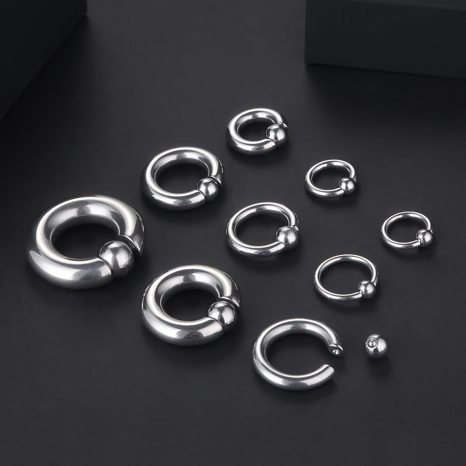 1PC Stainless Steel Captive Bead Rings Piercing Nose Ring Earring 0G 5mm 10mm BCR Hoop Rings Punk Piercing Body Jewelry