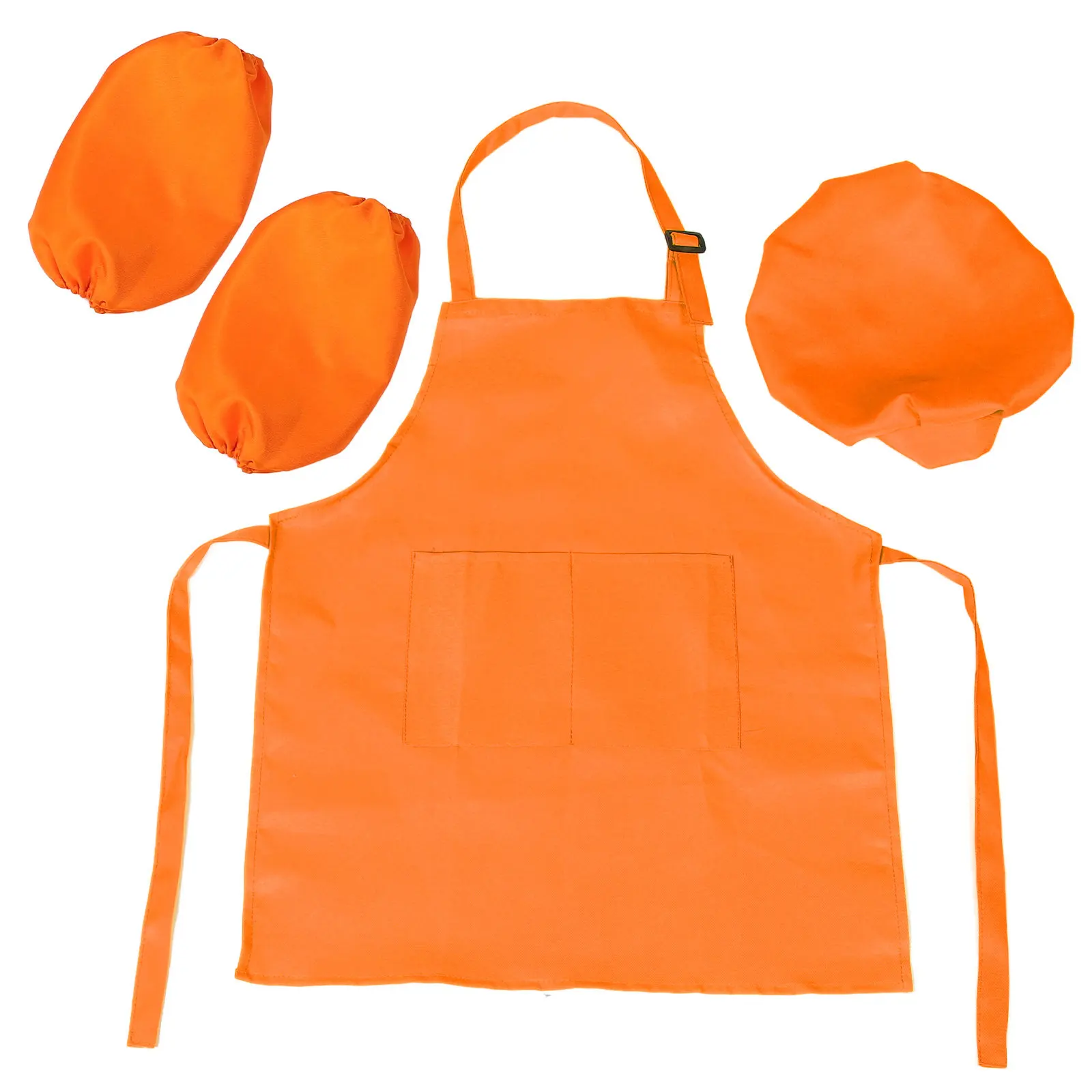 

1Set Kids Cooking Apron with Hat Sleeves Adjustable Fit for Boys Girls Baking Painting Crafting Stain Resistant Breathable