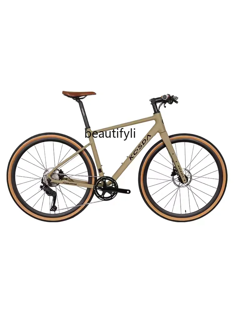 Gravel Road Bicycle Melon Car Aluminum Alloy Ultra-Light Variable Speed Disc Brake Men and Women Flat Handle Road Bike