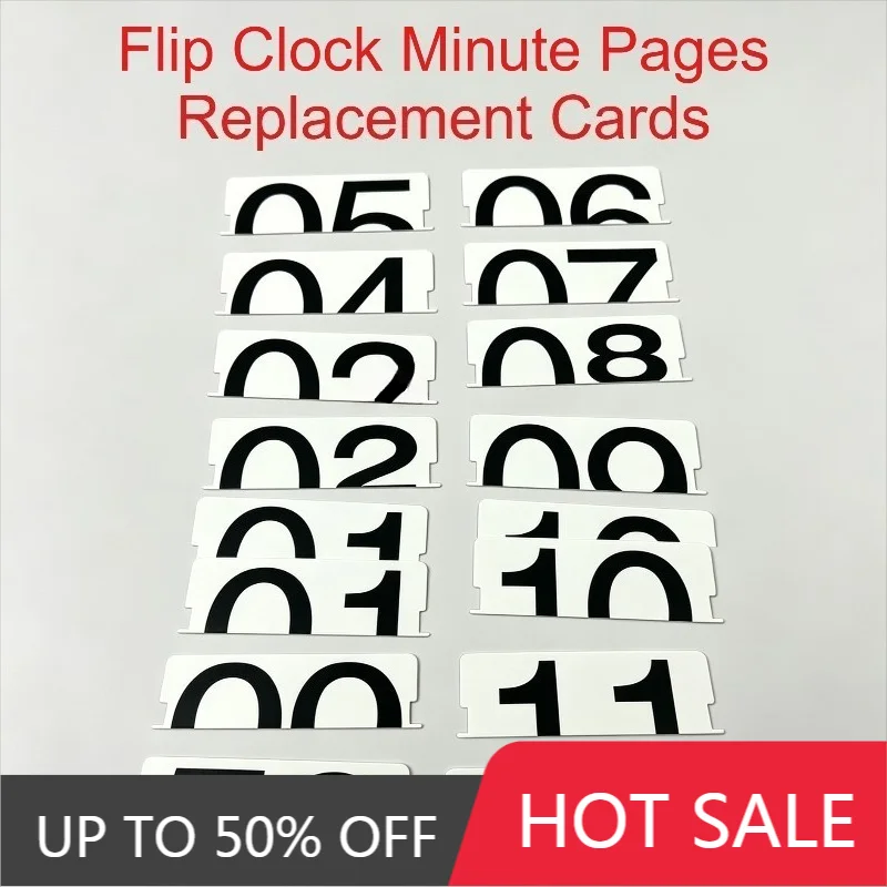 Flip Clock Minute Replacement Card DIY Full Set 60Pcs Numbers 00-59 For Retro Flip Desk Clock Minute Page Repair Accessories