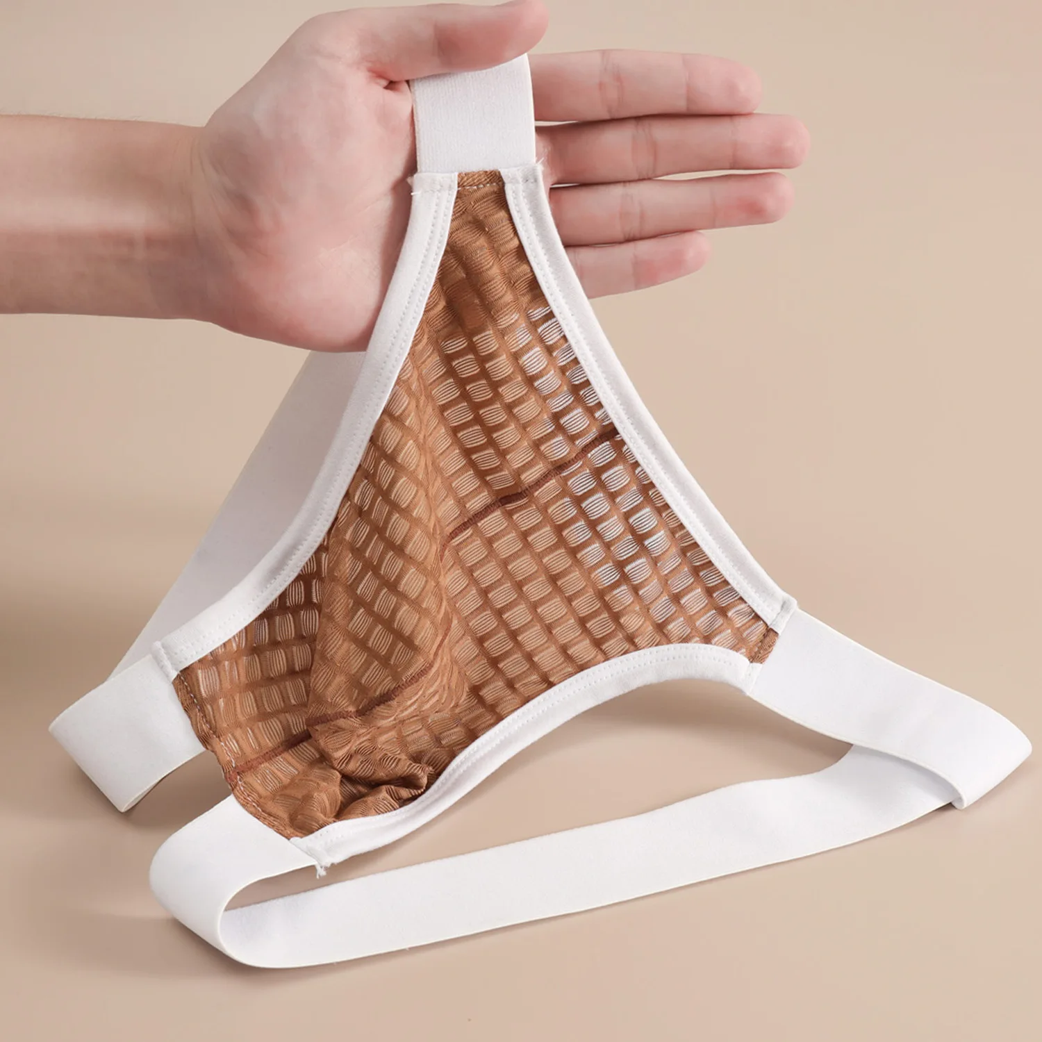 Mens Ice Silk Mesh Thong Butt Lift Breathable Comfortable U Shape Sexy Underwear Seamless