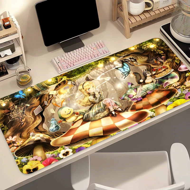 90x40cm Mouse Pad A-Alices in Wonderland Notbook xxl Gamer Keyboard Pad NonSlip Rubber Computer Carpet Desk Mat Cabinet MousePad