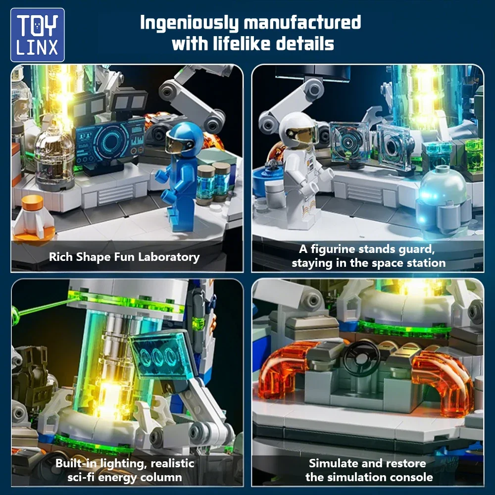 Creative Technology Space Station Transparent Globe Building Blocks High Tech Construction Bricks Set Toy Gifts For Children New