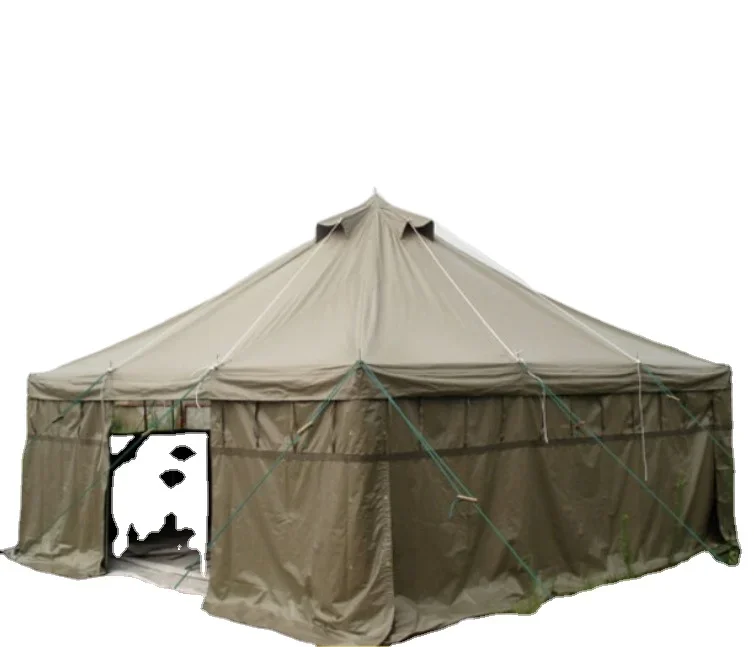 Wholesale Steel Frame Outdoor Winter Green Canvas Camping Tent