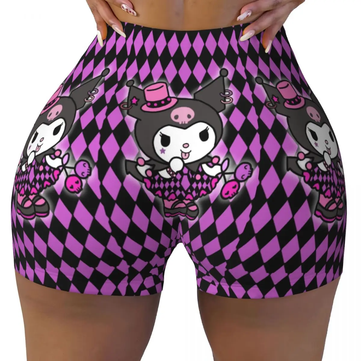 

Custom Kuromi Cartoon Manga Gym Running Volleyball Shorts Women's Workout Yoga Shorts