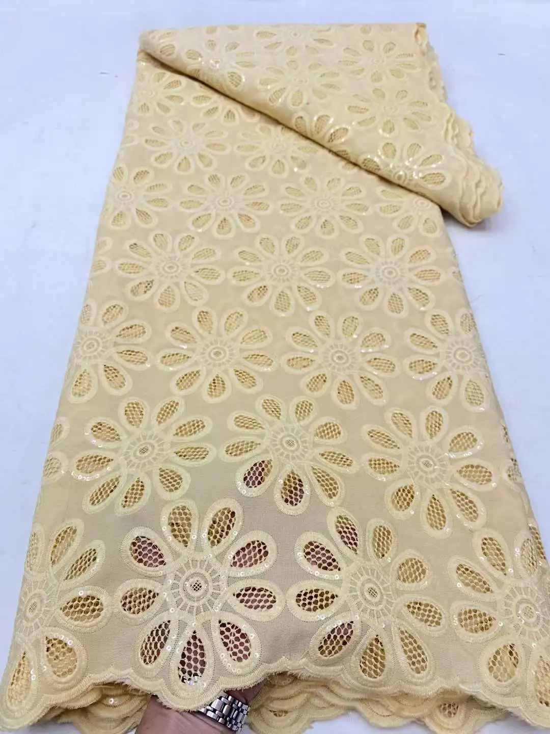 French Guipure Cord Lace Fabric 2024 Latest African Guipure Lace Embroidery Nigerian Lace Fabric for Women Wedding Dress Sewing