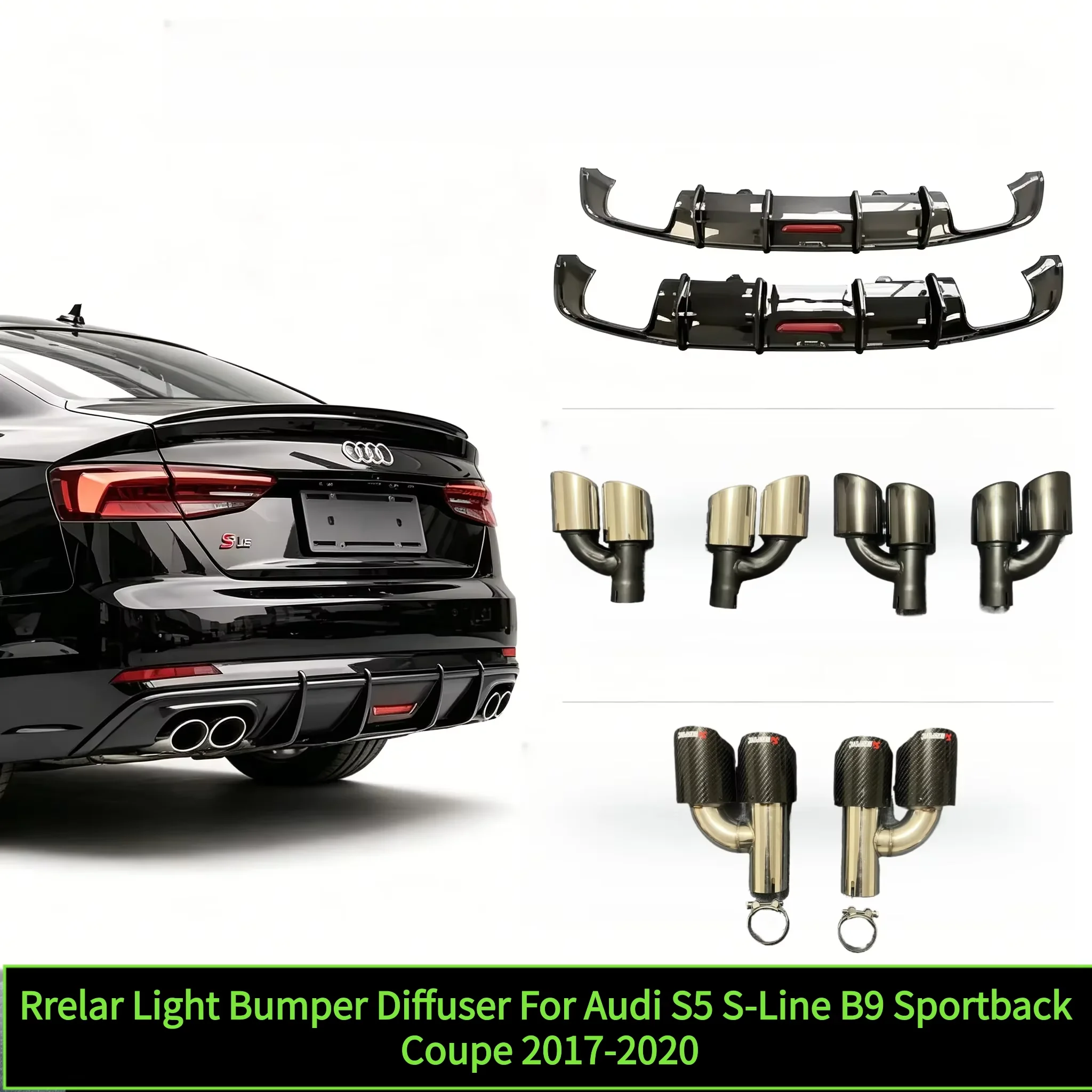 LED-Rückbremslicht Heckstoßstangen-Diffusor Karosserie-Kit für Audi A5 S5 S-Line B9 F5 Vor-Facelift 2017 2018 2019 2020 Sportback Coupé