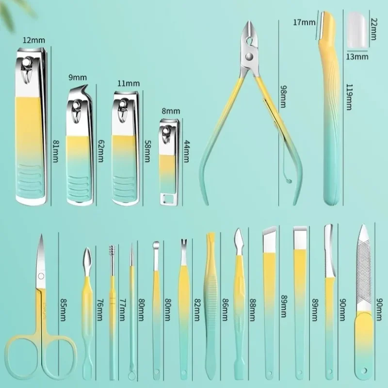 Profesjonalny zestaw do manicure i pedicure ze stali nierdzewnej - zestaw 7/10/18 elementów z precyzyjnymi narzędziami do pielęgnacji paznokci, zawiera etui podróżne