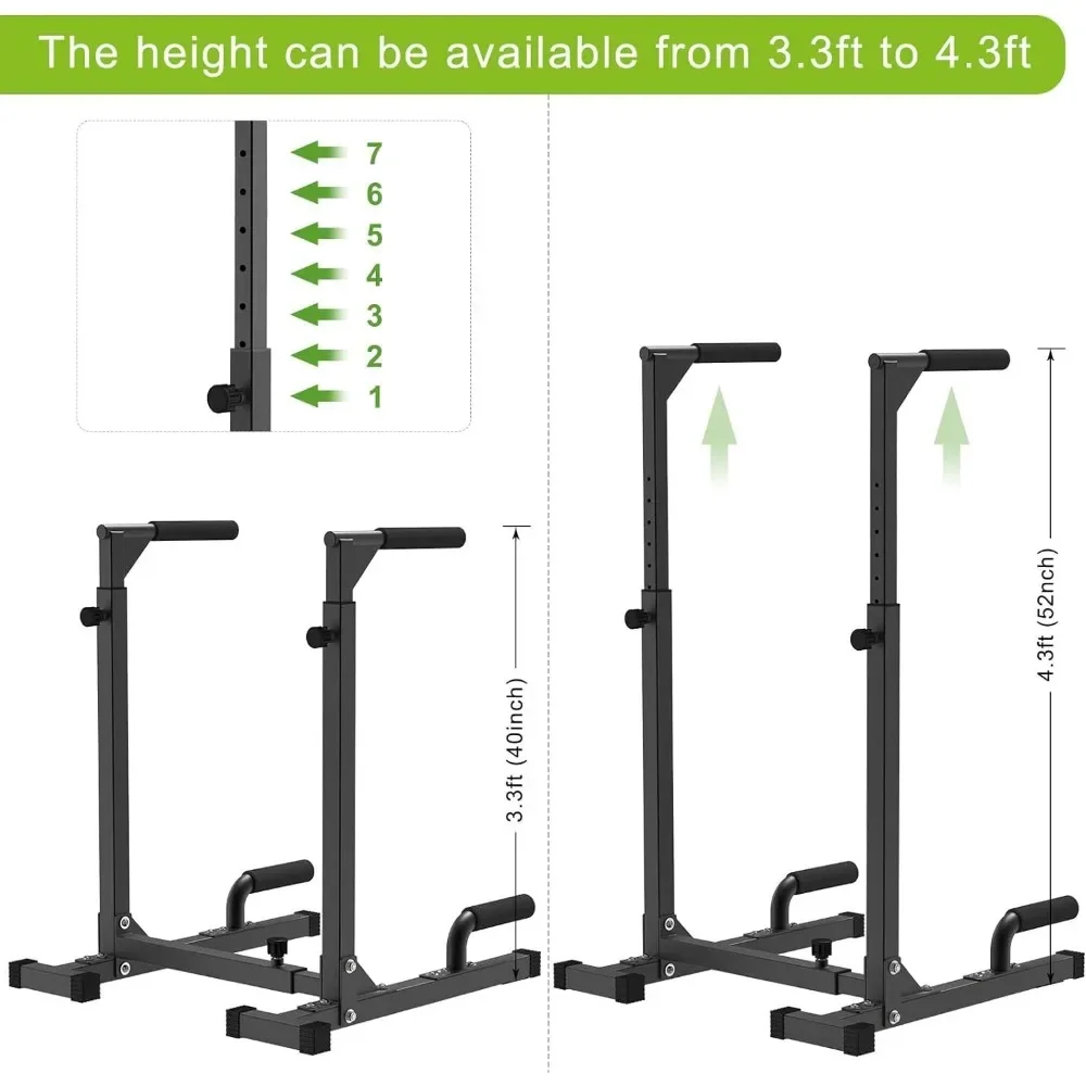 Power Tower Dip Station with Bench Pull Up Bar Stand Adjustable Height Heavy Duty Multi-Function Fitness Training Equipment