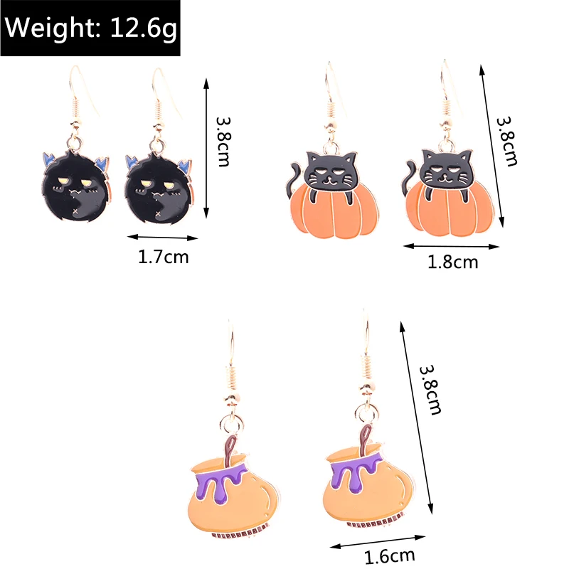 Aihua Fashion Halloween-Ohrringe, Emaille-Geister-, Kürbis-, Skelett-, Mumien- und Fledermaus-Ohrringe, für Damen, Halloween-Party-Schmuck. – Detail 7