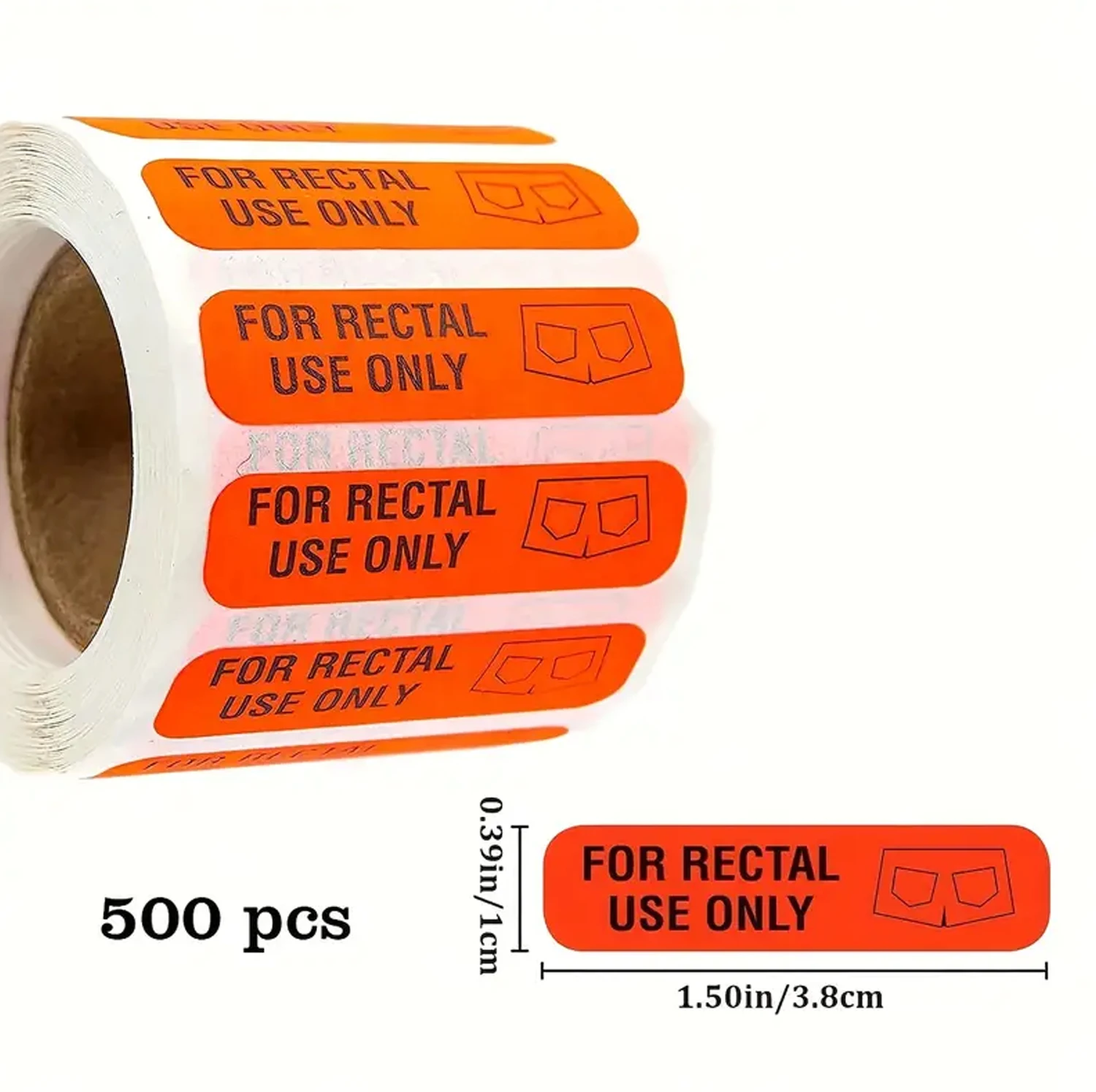 برتقالي "فقط للاستخدام المباشر للأمعاء" 500 قطعة 0.39*1.5 بوصة ملصق مزخرف مقاوم للماء