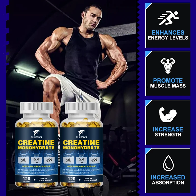 High Potency Creatine Monohydrate Capsules 3000mg, Supports Muscle Growth, Athletic Performance, Energy Levels & Daily Gym
