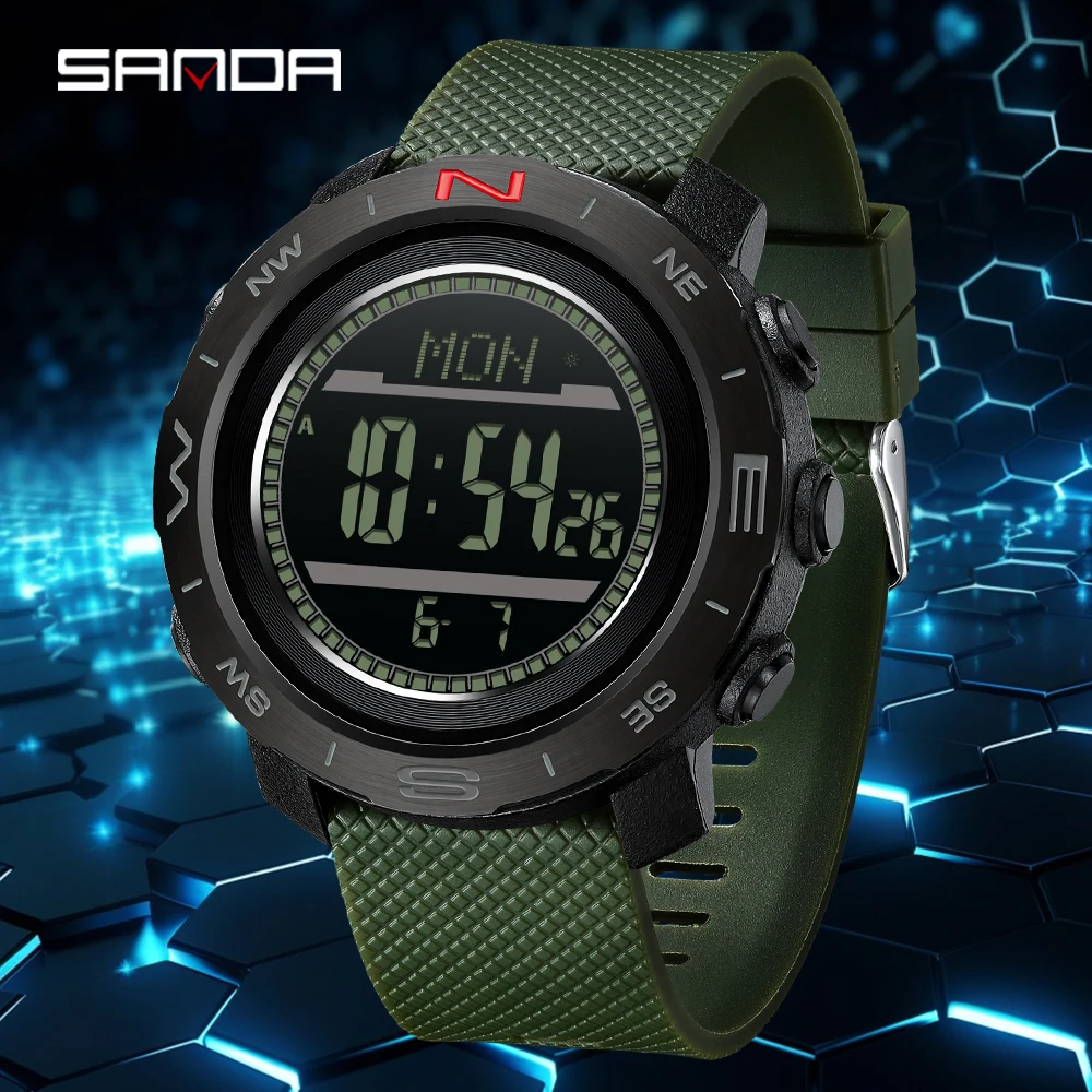 SANDA Top New 5106 Men's Timing Electronic Watch Outdoor Sports Multi Functional Waterproof LED Student Electronic Watch 2025