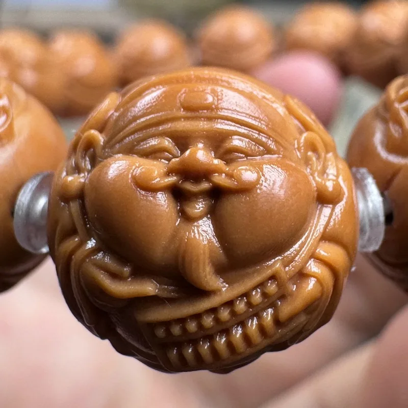 Houhou Walnut Fortune Charm Bracelet, Finely Carved, Suitable Both Men And Women