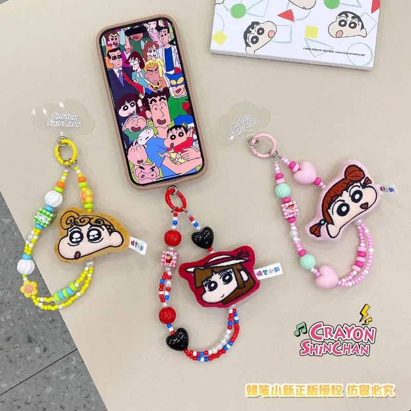 Kawaii الكرتون تلوين شين تشان المفاتيح سلسلة شخصية الهاتف المحمول سلسلة من الخرز سيارة حلقة رئيسية دمية زينة هدايا عيد الميلاد #4
