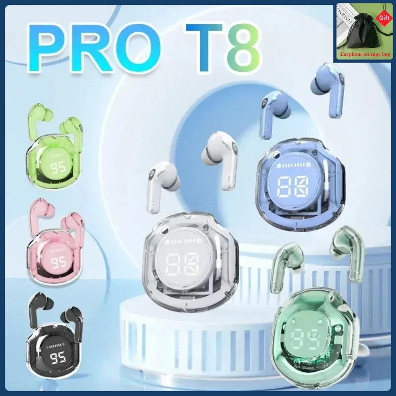 

NEW T8 TWS Wireless Earphone Bluetooth 5.3 Headphones Sport Gaming Headsets Noise Reduction Earbuds Bass Touch Control for phone